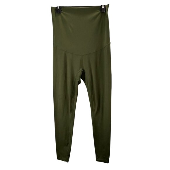 Posh Divah Leggings M Olive Green High Waisted Workout Athletic - Picture 1 of 4
